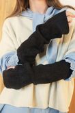 Claudia Fingerless Arm Warmer Gloves Black